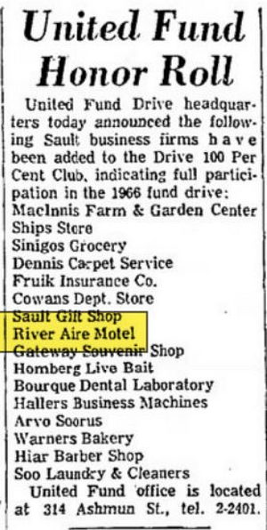 River Aire Motel (Riveraire Motel) - Nov 08 1966 Article (newer photo)